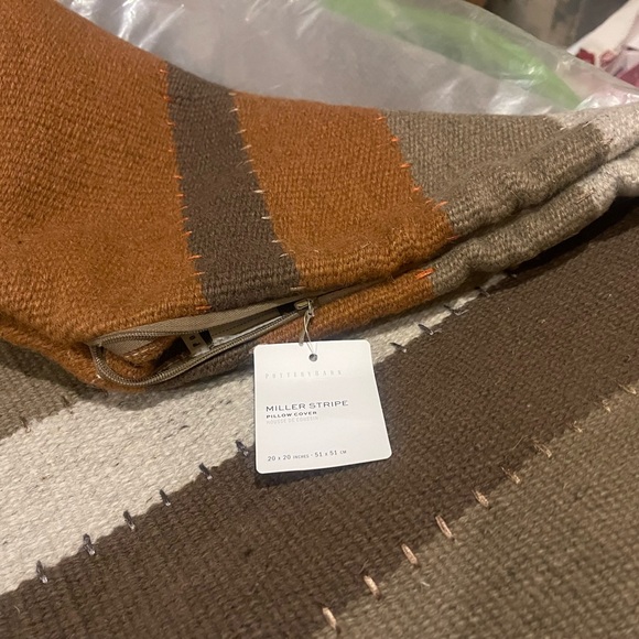 New Pottery Barn Miller Striped Handwoven Wool Pillow Cover, Warm Colors, 20” - Picture 14 of 16